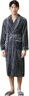 [Generic] Men Winter Thick Flannel Sleep Top Kimono Robes Robes Long Bath Robe Bride Robe Dressing Gown