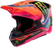S-M10 Deegan Orange Fluo Purple Pink Fluo Glossy Offroad Helmet