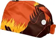 [FVQL] Set of 2 Bouffant Caps, Reusable Surgical Cap Scrub Caps Women, Sunset Pattern Cranes Silhouette