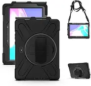 for Samsung Galaxy Tab Active Pro 10.1 Case, for Galaxy Tab Active 4 Pro Case, Military Grade Shockproof Protective Cover Stand Hand Strap & Shoulder Strap for SM-T540/T547/T630/T638(Black)