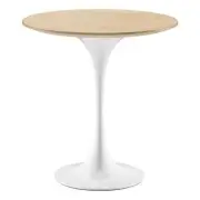 Modway Lippa 20" Round Modern Wood & Metal Side Table in Natural/White