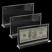 Keboyoe Pack of 3 Acrylic Banknotes Display Frame Dollar Bill Frame Euro Bill Photo Holder for Banknotes Collectors Paper Money Clear Bill Frame Ticket Protector Banknotes and Stamp Collection