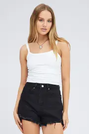 White Singlet Top Scoop Neck - Size XL, Women's Singlet