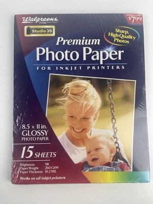 Walgreens Premium Photo Paper 15 Sheets New sealed 8.5 x 11 Glossy Inkjet