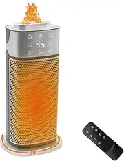 Space Heater Indoor with Humidifier & Flame Night Light - 2000W PTC Ceramic Heater Fast Heating with Remote, Oscillation, Timer with Thermostat for Office Bedroom (AU plug)