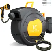 Retractable Garden Hose Reel, 1/2 Inch X 65 FT + 6 FT Compact Water Hose Reel Wa
