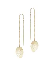 Ember Fine Jewelry 14K Banana Leaf Threader Earrings