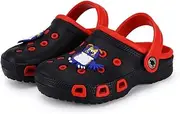 [Generic] Children Mules Clogs Kids Summer Garden Cute Cartoons Shoes Girl Boy Beach Shoes Black Red 34
