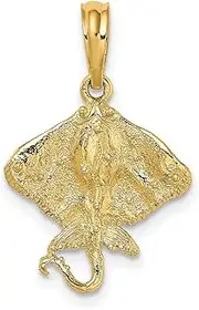 [JewelryWeb] 14ct Gold Stingray 2 d Charm Pendant Necklace 22x15.25mm Wide 2.4mm Thick