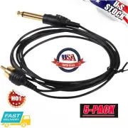 5pcs 6 ft Silicone RCA Clip Cord 1/4" Phono Plugs for Tattoo Power Supply