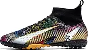 [Endela] Kids Soccer Shoes Indoor Futsal Turf Youth Soccer Cleats Boys TF High-Top Football Boots for Training Outdoor Indoor Golden