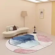 Oval Carpet Living Room Nordic Design Washable Non-Slip Dining Office Bedroom Balcony Kitchen Floor Decor Large Rug 120x160cm Ellipse Short Pile(4.3ft×5.2ft/130×160cm)