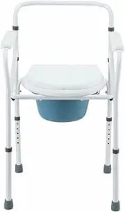 3In1 Commode Chair Shower Seat for Toilet Bathroom Bedside Height Adjustable Seating with Arms Removable Bucket for Senior and Disabled White