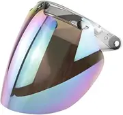 Open Face Helmet Visor Motorcycle Helmet Bubble Lens 3-Snap Bubble Wind Shield Visor Anti-Fog Motorcycle Helmet Lens Flip Up Face Visor Lens(Multi)