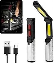 KoalaKraft Foldable LED Work Torch – 180° Adjustable Handheld Torch, USB Rechargeable Flashlight with COB Floodlight, 4 Light Modes, Magnetic Base & Hook, for Work, Camping, and Emergency
