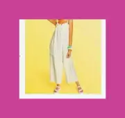 STONEY CLOVER x TARGET Linen Wide Leg Romper Jumpsuit, Yellow Stripe, Large