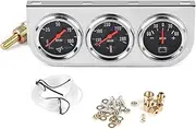 Triple Gauge Kit Chrome Panel 2" Oil Pressure, Fahrenheit Water Temp and Voltage Meter for 12V Trucks, Cars, and Boat