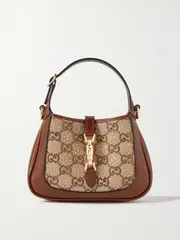 [Gucci] Gucci - Jackie 1961 Crystal-embellished Canvas And Leather Shoulder Bag - Neutral - One size One size Neutrals