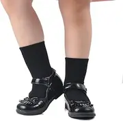 [Thread Linens] 3 Pairs Girls Ankle Socks for Kids Cotton Rich Plain School Ankle Socks