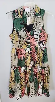 ANTHROPOLOGIE x ERI + ALI FOLIAGE SHIRT DRESS SZ LP PETITE