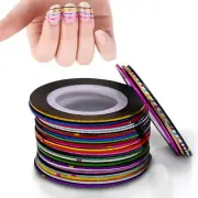 20 Rolls Striping Tape Line 0.8mm DIY Nail Art Tips Sticker Deco Colour Choice