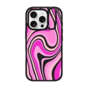 iPhone 16 Pro Impact Ring Stand Case MagSafe Compatible pink swirls transparent pattern