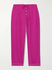 [BODE] BODE - Jasmine Silk-charmeuse Pants - Pastel pink - small small Pink