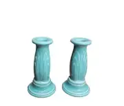NEW IN BOX - Vintage Genuine Fiestaware Turquoise Homer Laughlin Candlesticks