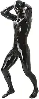 [KRIDDR] Men's Sexy Lingerie Shiny Patent Leather Jumpsuit Full Body Design Prisoner Cosplay Clothes