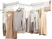 Clothes Drying Rack,Laundry Drying Rack Wall Mount, Wall Mounted Clothes Rack,Retractable,Collapsible(Tri-Fold),Drying Rack Clothing,can Fold Upward & Left & Right,Space Saver, White Color