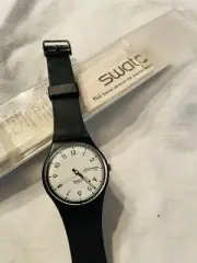 Swatch Watch Classic Black GB707 Unisex 1980’s Day/Date 34mm w/ Case 34mm