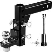 Trailer Hitch Ball Mount Fits Receiver, Rise Drop Hitch, Tow Hitch For Heavy Duty Truck With Stainless Steel Pins And Lock(Red)