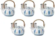 Set of 5, Tokusa SS Lightweight No. 6 Earthenware Pot, 5.5 x 4.3 inches (1000 cc) | Arita Yaki Pot, Made in China, Setomonohonpo