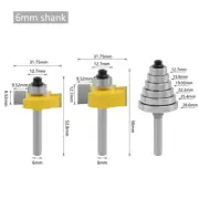 LA VIE 3PCS 6Mm or 1/4" Shank Rabbet Router Bit with 6 Bearings Set Adjustable T