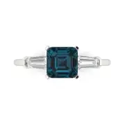 1.62 Emerald 3stone London Blue Topaz Promise Bridal Wedding Ring 14k White Gold