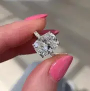 4.50 CT Elongated Cushion Cut Moissanite Hidden Halo Wedding Ring 14K White Gold