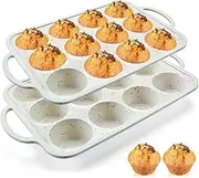 2Pack Silicone Muffin Pan for Baking, Mini Nonstick Silicone Baking Pan Cupcake Set, BPA Free Silicone Muffin Tray, Cupcake Baking Pan Molds for Oven Dishwasher Safe