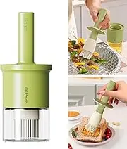 Oil Dispenser Bottle with Heat Resistant Brush, Glass Oil Dispenser for Kitchen, Oil Container with Silicone Basting & Pastry Brush for Cooking BBQ Vinegar Sauce Grill Frying(Green)