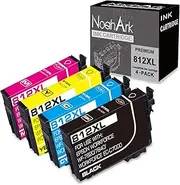 [NoahArk] 4 Packs 812XL Remanufactured Ink Cartridge Replacement for Epson 812 812XL T812 T812XL High Yield Ink for Workforce Pro WF-7820 WF-7840 EC-C7000(A3) Printer (Black Cyan Magenta Yellow, 4-Pack)