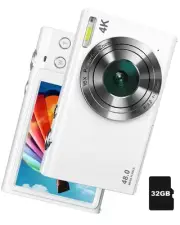 Digital Camera, 4K Autofocus Vlogging Camera with Flash, 48MP Point and Shoot...