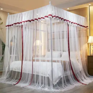 宮廷落地蚊帳帶支架家用1.8m床1.5公主風2米紋賬歐式紋帳床幔2.2