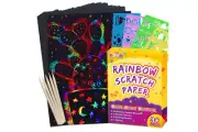 Rainbow Scratch Paper Crafts Supplies No Mess Paint Kids Children Fun Gift 60 Pc
