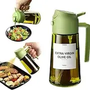 470ml Light-Blocking Dark Oil Sprayer for Cooking, 2 in 1 Olive Oil Dispenser Bottle for Kitchen, Premium Dark Green Glass Oil Bottle, Food-Grade Oil Mister for Air Fryer, BBQ