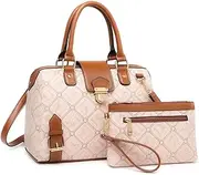 [Dasein] Lady Barrel Designer Satchel Handbags Vegan Leather Structured Purses Shoulder Bags for Women with Shoulder Strap