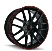 Touren Tr60 Wheel 3260 Black Machined Face Black Ring 20X8.5 5-112 40mm 74.1mm
