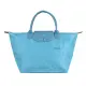 【LONGCHAMP】 LE PLIAGE GREEN刺繡LOGO再生尼龍摺疊款短把拉鍊手提包(中/雷雨藍)#新春精品