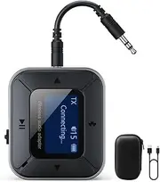 Bluetooth Transmitter Receiver for Airplane 2-in-1 Bluetooth 5.3 Wireless Audio Adapter Supports 2 Headphones/Airpods Low Latency Works for 3.5mm Aux for Tv Mp3 Player Gym Equipment Stereo Car