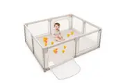 Giantex Baby Playpen Extra Large Kids Activity Center Safety Play Yard w/ Gate Beige