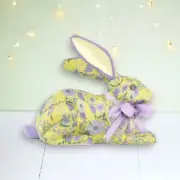 PRE-ORDER: 16" Foam/Fabric Lavender Print Bunny Laying Easter Decor *SHIPS