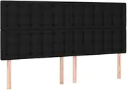 vidaXL Black Fabric Headboards - Adjustable, Set of 4, Bedroom Bed Headers with Sturdy Wooden Legs 80x5x78/88 cm